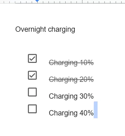 Checkbox in Google Docs