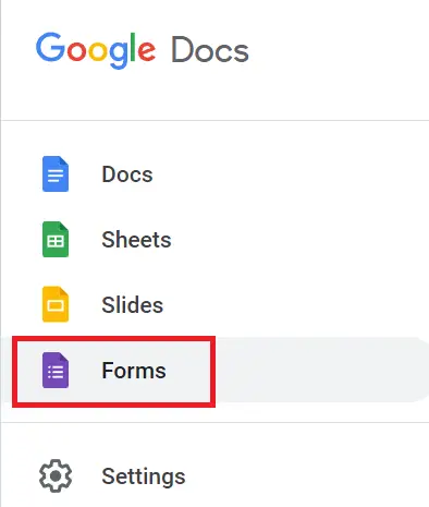 Google Docs application form