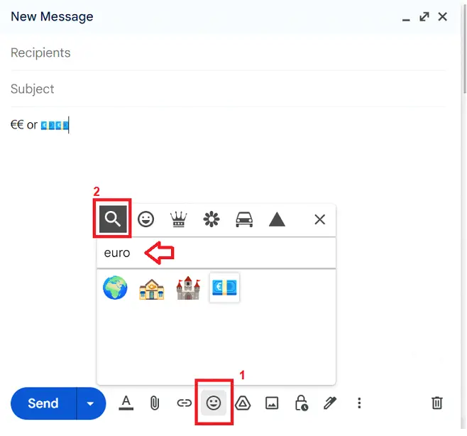 euro symbol in gmail