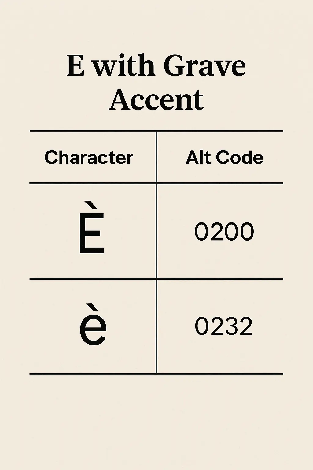 È Alt Code