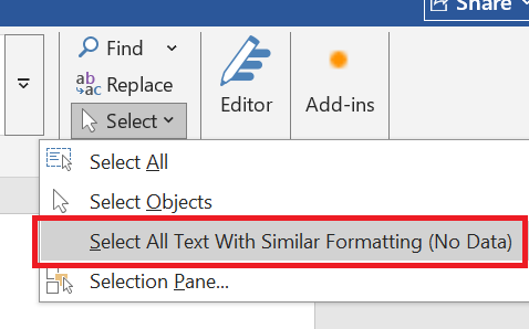 Select All Text with the Same Formatting