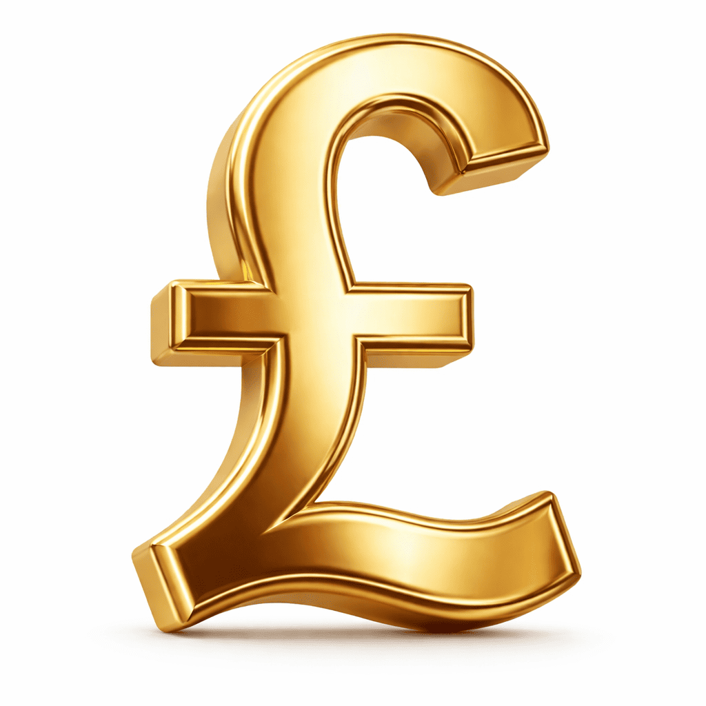 Pound Symbol (£) / Pound Sign – type, copy & keyboard shortcuts Golden pound sign on white background