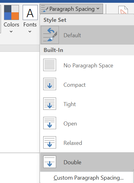 how to double space in word