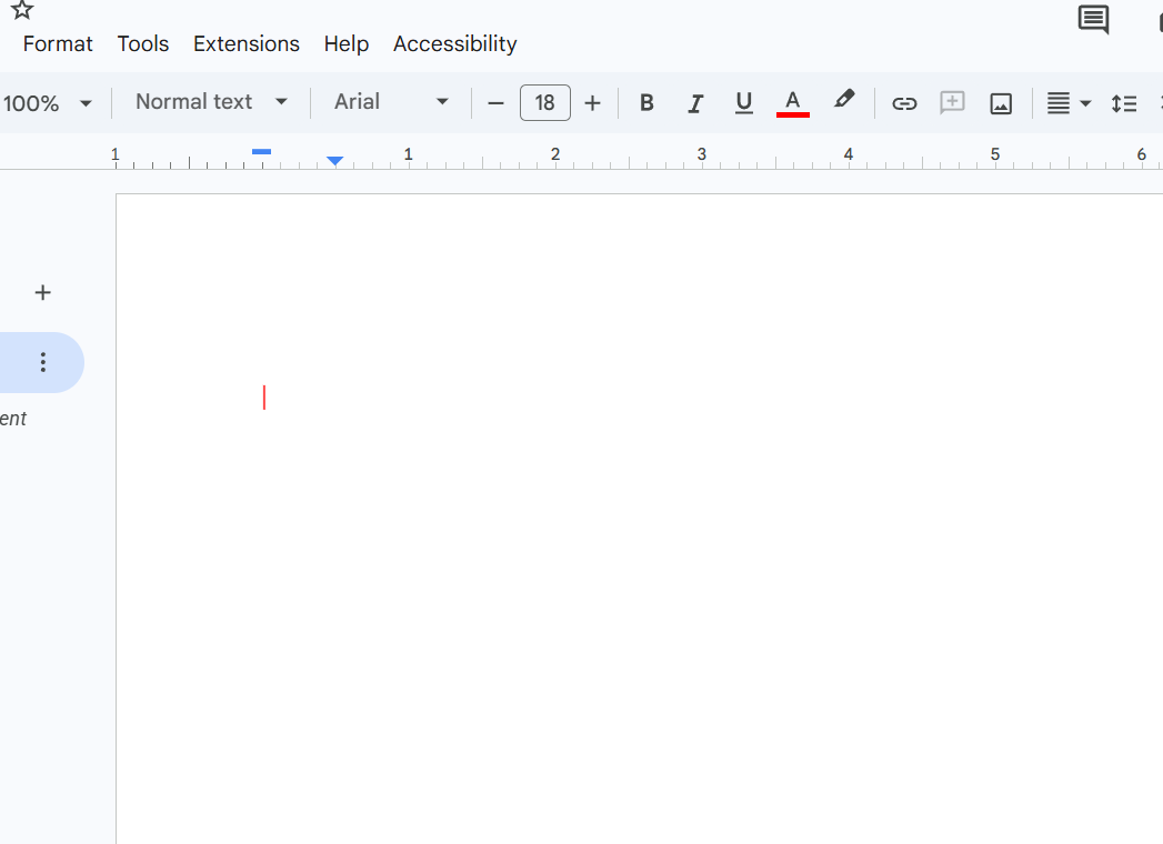 How to delete a blank page in Google Docs — cursor placed at the top of the blank page